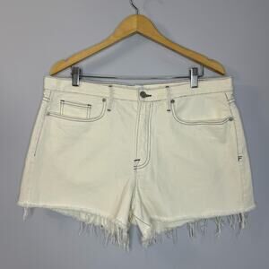 FRAME Le Bridgette Short  Frayed hem High rise in Chalked Women's 33